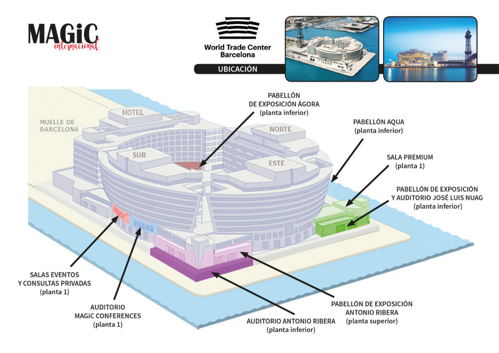 Plano y mapa de ubicación del World Trade Center Barcelona y pabellón del evento